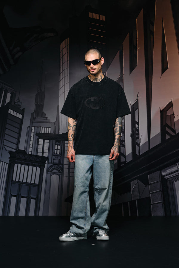 Bat Emblem Faded Oversized T-shirt
