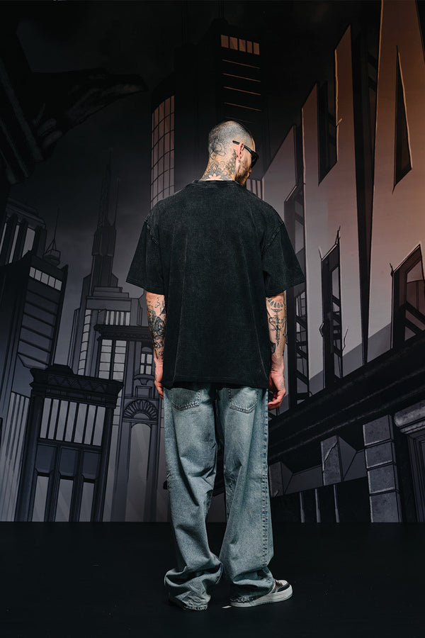 Bat Emblem Faded Oversized T-shirt