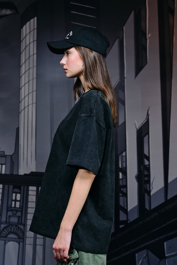 Bat Emblem Faded Oversized T-shirt