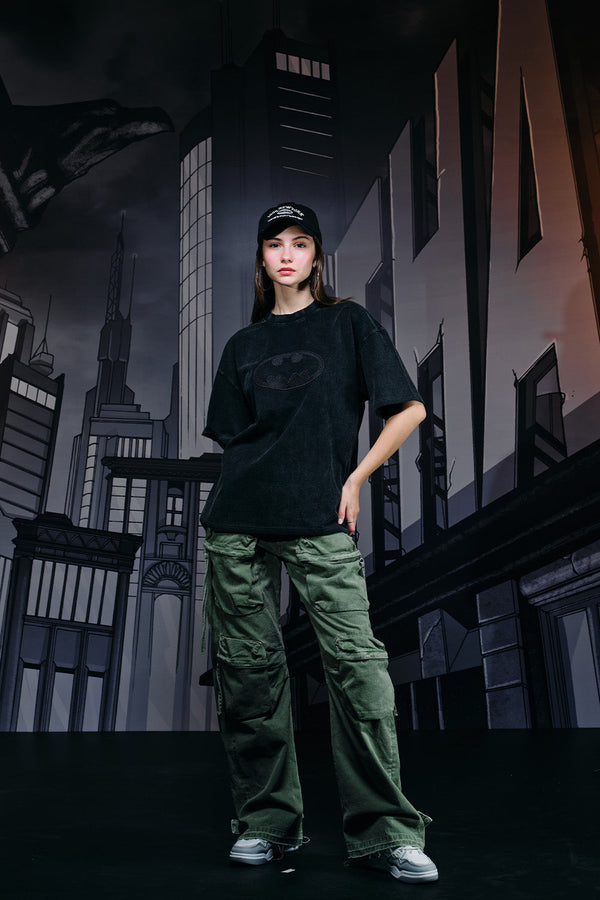 Bat Emblem Faded Oversized T-shirt