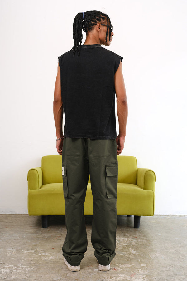 Olive Cargo With Utility Pockets
