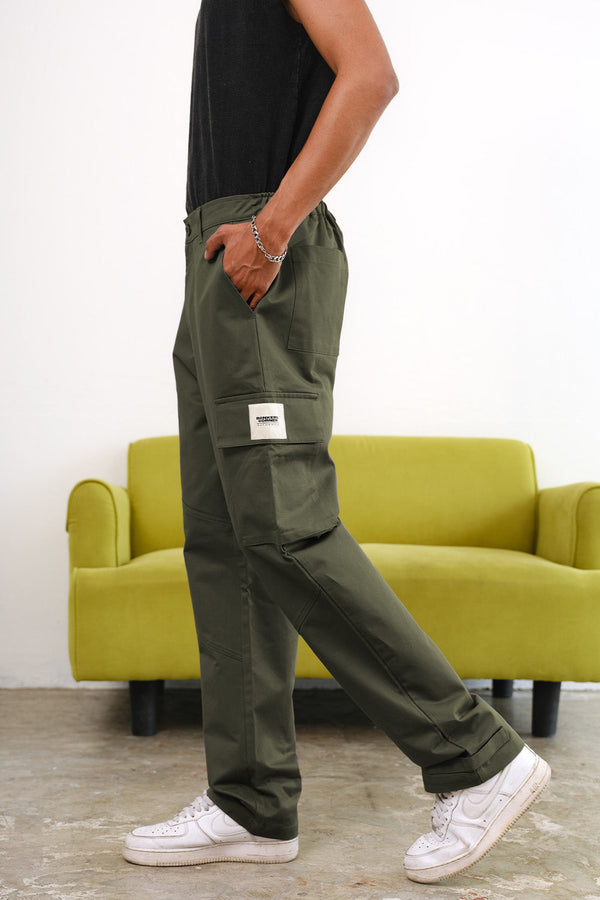 Olive Cargo With Utility Pockets