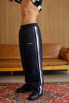Navy Blue Tape Wide Leg Joggers