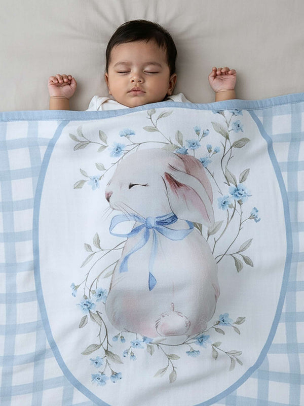 bamboo muslin baby blanket - placement print