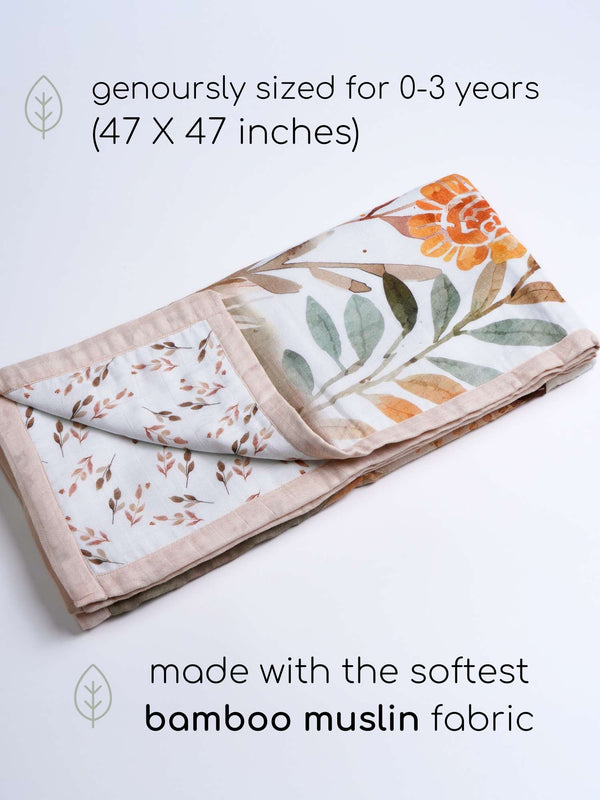 bamboo muslin baby blanket - placement print