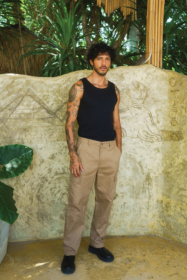 Beige Cargo With Utility Pockets