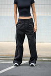 Black Sporty Deconstructed Loose Pants