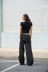Black Sporty Deconstructed Loose Pants
