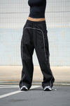 Black Sporty Deconstructed Loose Pants