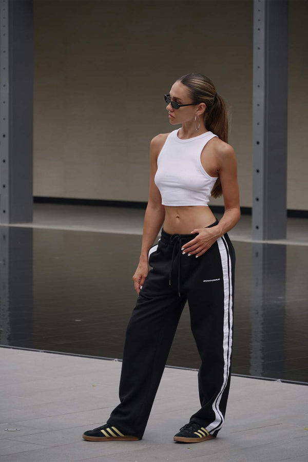 Black Sporty Straight Fit Pants