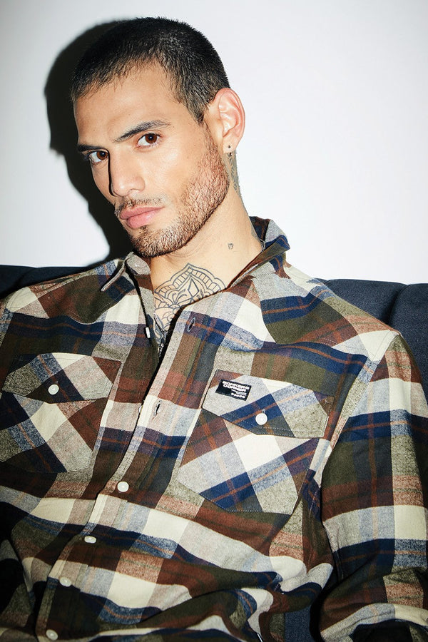 Dark Brown Plaid Regular Fit Shirt