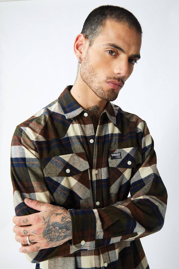 Dark Brown Plaid Regular Fit Shirt