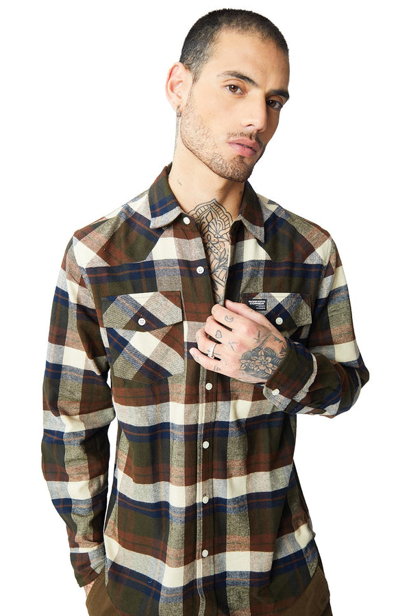 Dark Brown Plaid Regular Fit Shirt
