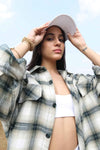 Green Plaid Flannel Oversized Shirt