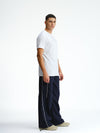 Navy Blue Sporty Deconstructed Loose Pants