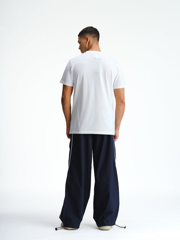 Navy Blue Sporty Deconstructed Loose Pants