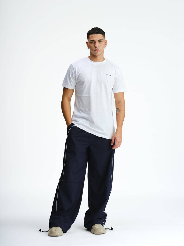 Navy Blue Sporty Deconstructed Loose Pants