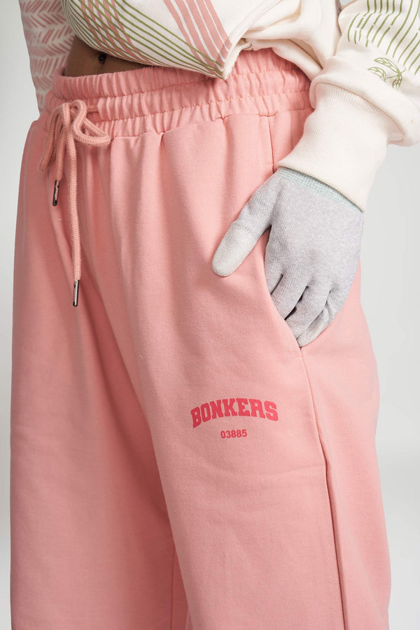 Peach Pink Wide-leg Sweatpants