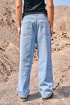 Regular Blue Wide Leg Straight Jeans