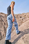Regular Blue Wide Leg Straight Jeans