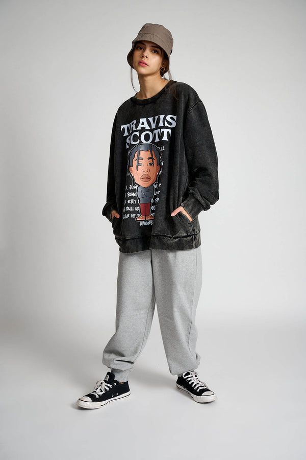 Travis Scott Faded Effect Heavyweight Sweatshirt