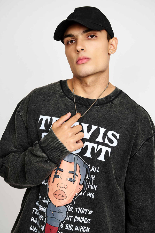 Travis Scott Faded Effect Heavyweight Sweatshirt