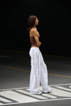 White Sporty Deconstructed Loose Pants
