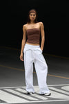 White Sporty Deconstructed Loose Pants
