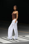 White Sporty Deconstructed Loose Pants