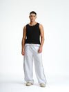 White Sporty Deconstructed Loose Pants