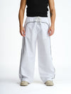 White Sporty Deconstructed Loose Pants