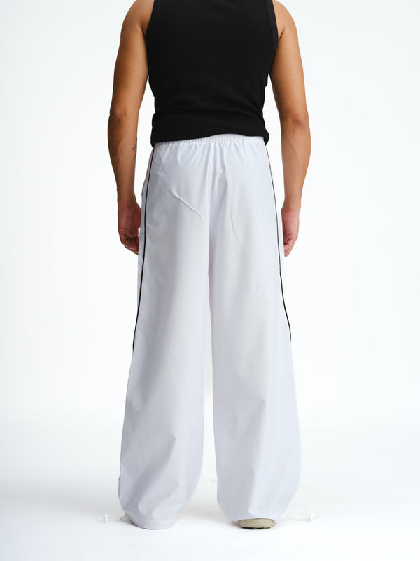 White Sporty Deconstructed Loose Pants
