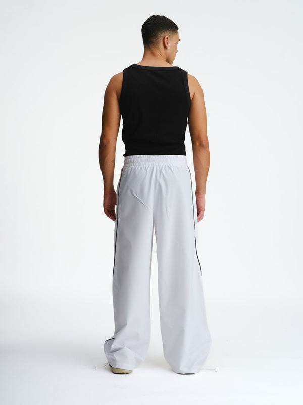 White Sporty Deconstructed Loose Pants