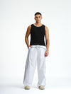 White Sporty Deconstructed Loose Pants