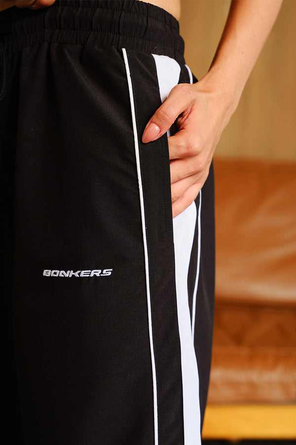 Black Tape Wide Leg Joggers