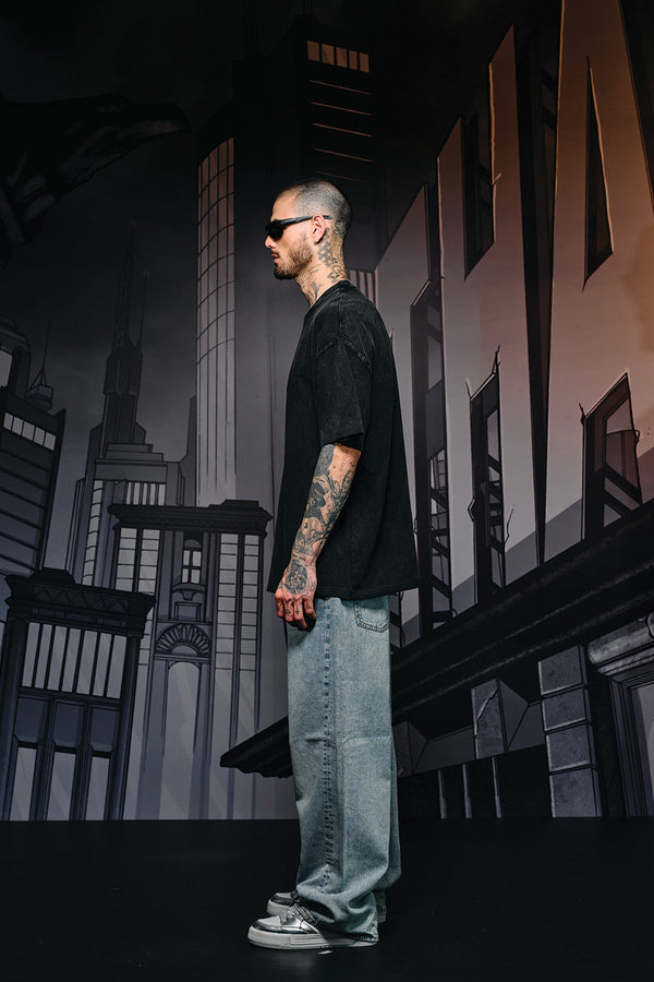 Bat Emblem Faded Oversized T-shirt