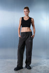 Grey Tape Wide Leg Joggers