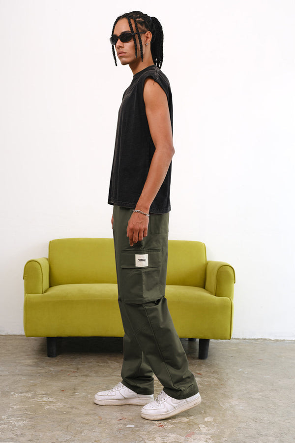 Olive Cargo With Utility Pockets