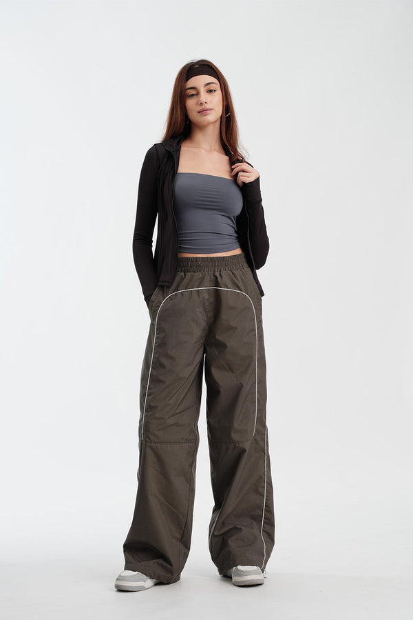 Grey Sporty Deconstructed Loose Pants