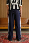 Navy Blue Tape Wide Leg Joggers