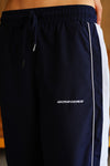 Navy Blue Tape Wide Leg Joggers