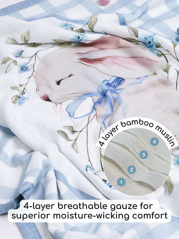 bamboo muslin baby blanket - placement print
