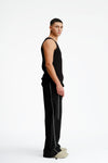 Black Sporty Deconstructed Loose Pants