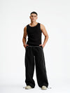 Black Sporty Deconstructed Loose Pants