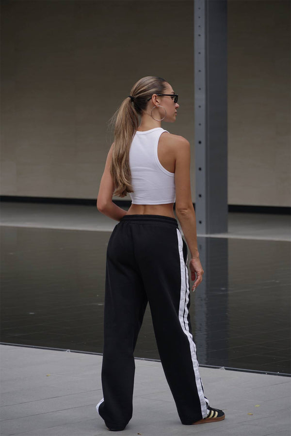 Black Sporty Straight Fit Pants