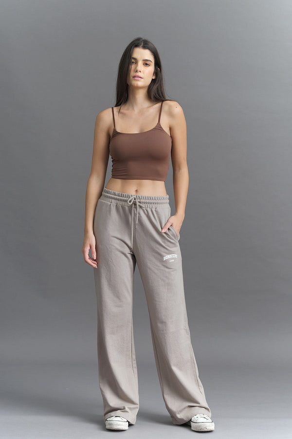Sand Beige Wide-Leg Sweatpants