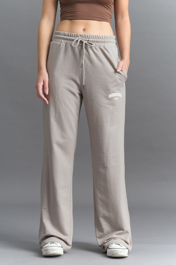 Sand Beige Wide-Leg Sweatpants