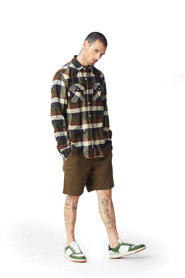 Dark Brown Plaid Regular Fit Shirt