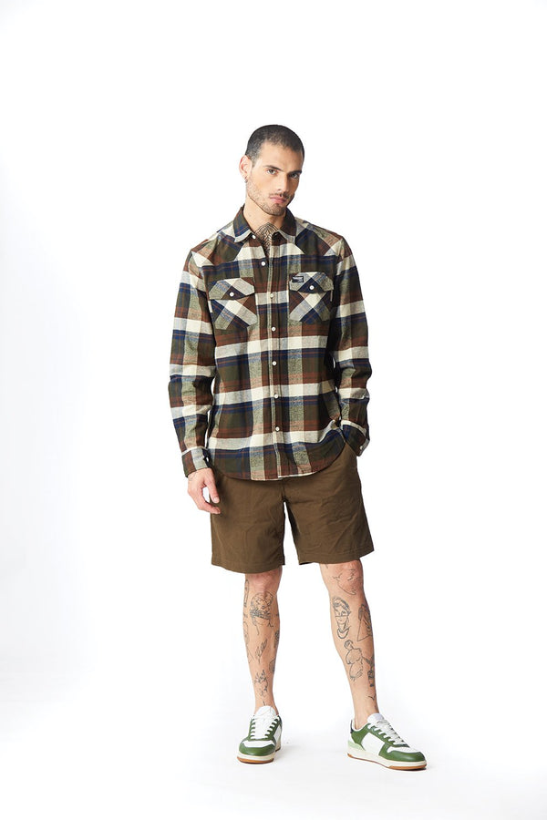 Dark Brown Plaid Regular Fit Shirt