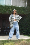 Green Plaid Flannel Oversized Shirt